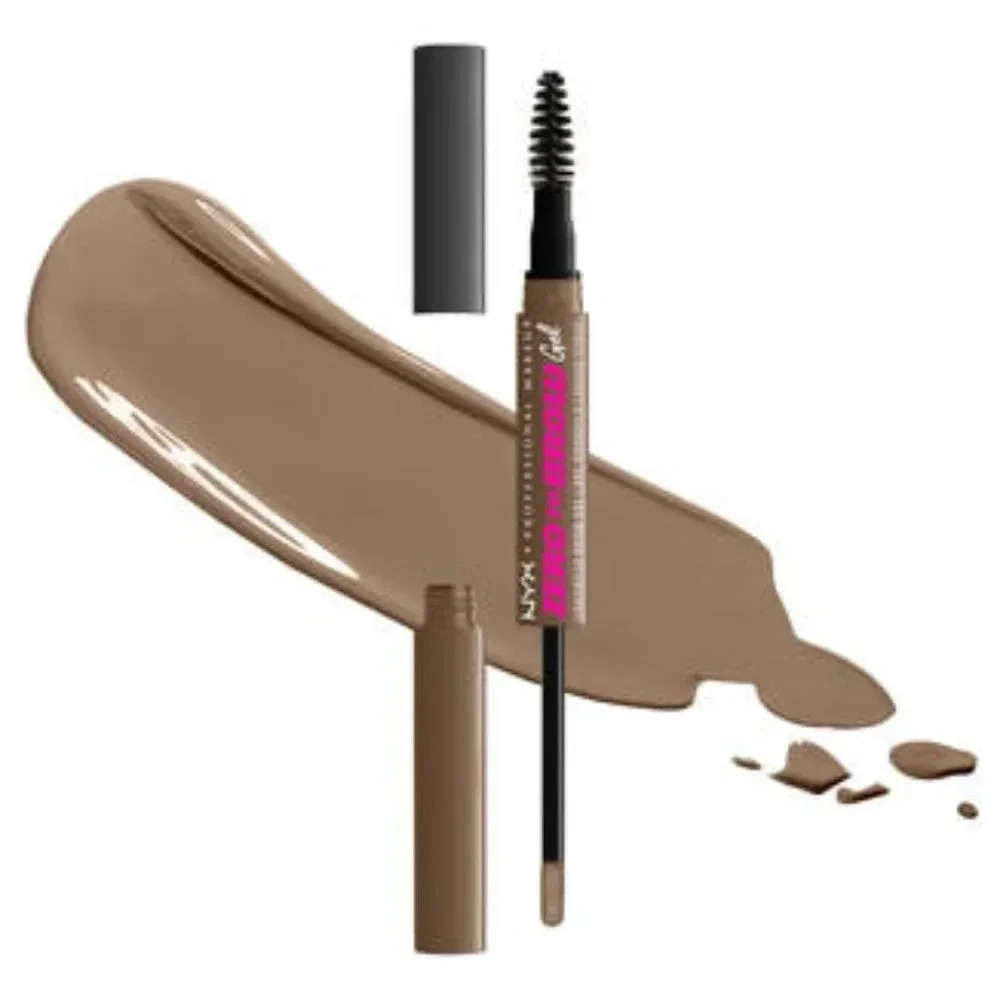 NYX ZERO TO BROW LONGWEAR BROW GEL Dual-ended vegan liquid brow gel Taupe